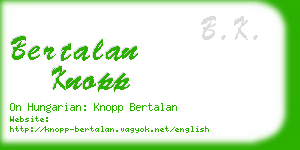 bertalan knopp business card